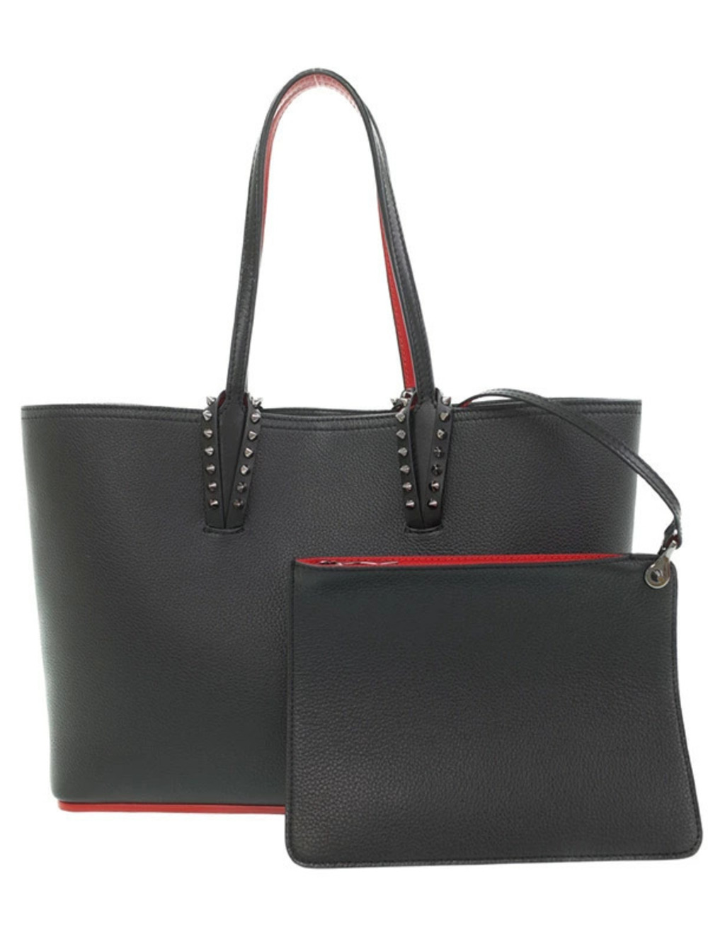 Christian Louboutin CABATA Tote Bag Leather Stud Black Red
